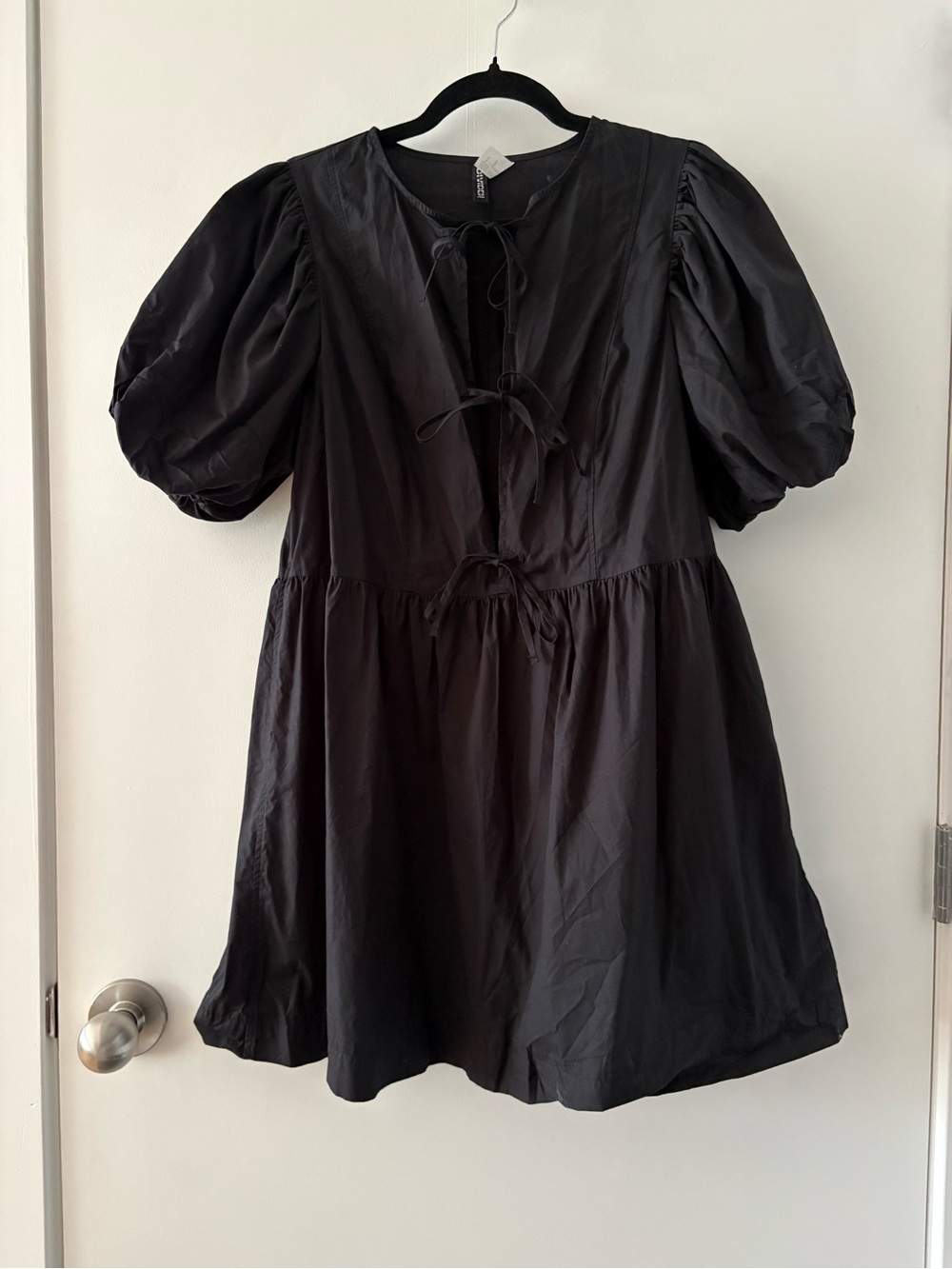 Divided Black Tie-Front Mini Dress
